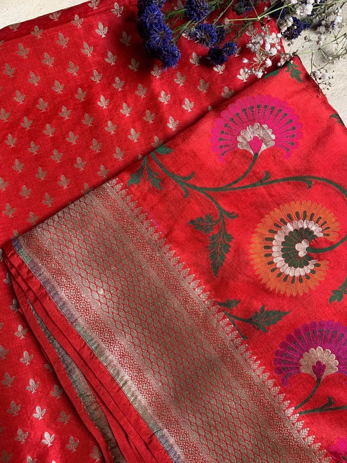 Kadhwa Katan Silk Meena Jaal Suit Sets — Purple